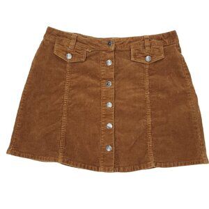 Hot Kiss Corduroy Mini Skirt Junior Girls Size 13 Brown Button Up Y2K